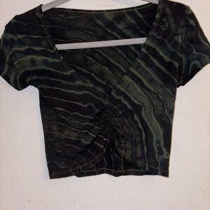 Dark Green Tie-Dye Women's Crop Top